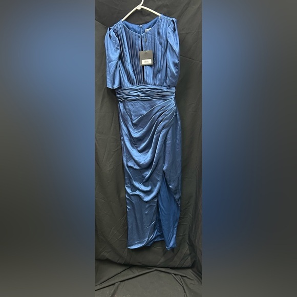 MAC DUGGAL 27014 NWT Puff Sleeve Pleated Bodice Draped Gown - Picture 4 of 10